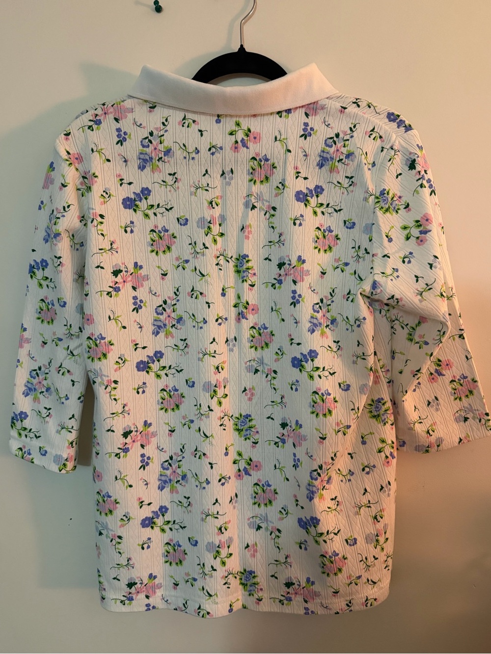 Blair White Floral Ribbed Polo with Peter Pan Collar - Picture 7 of 7